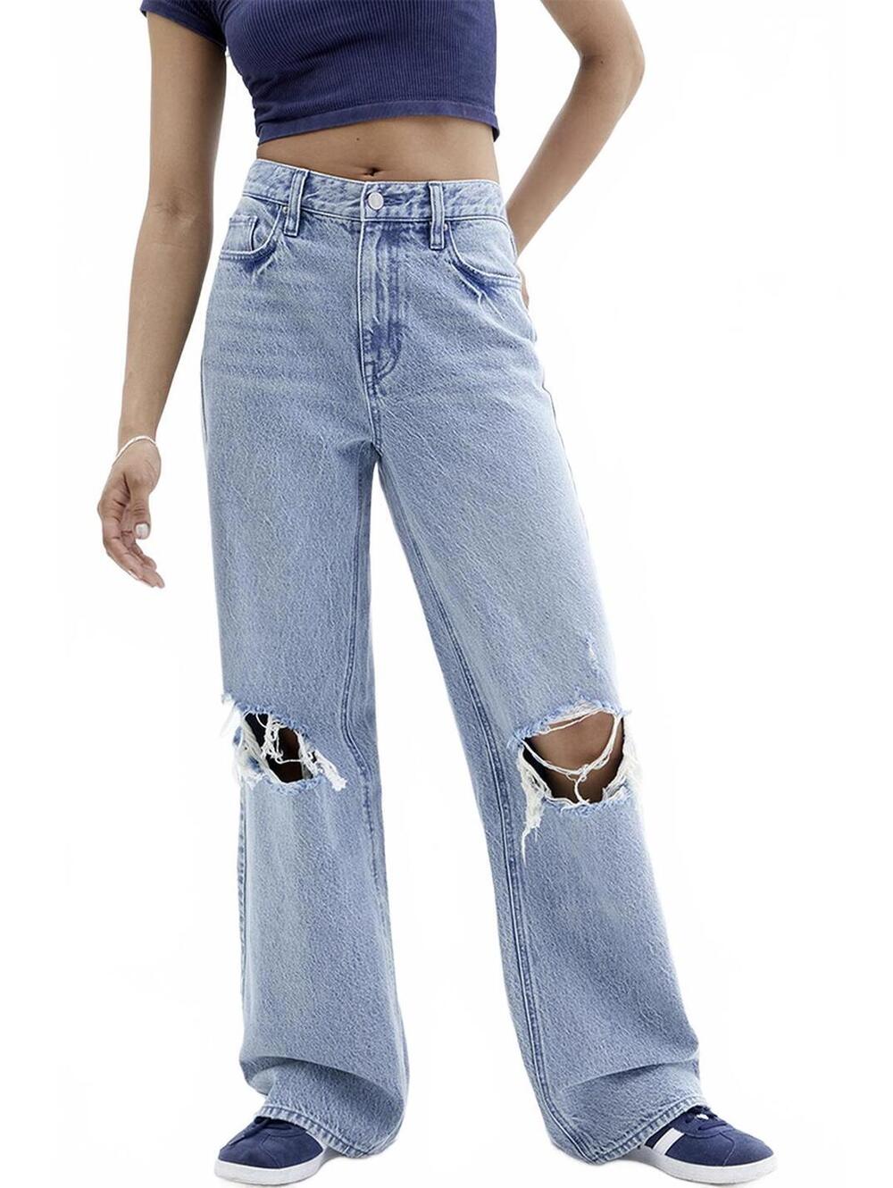 Pacsun Cali Light Indigo Ripped Knee Baggy Boyfriend Jeans NWT Size 26